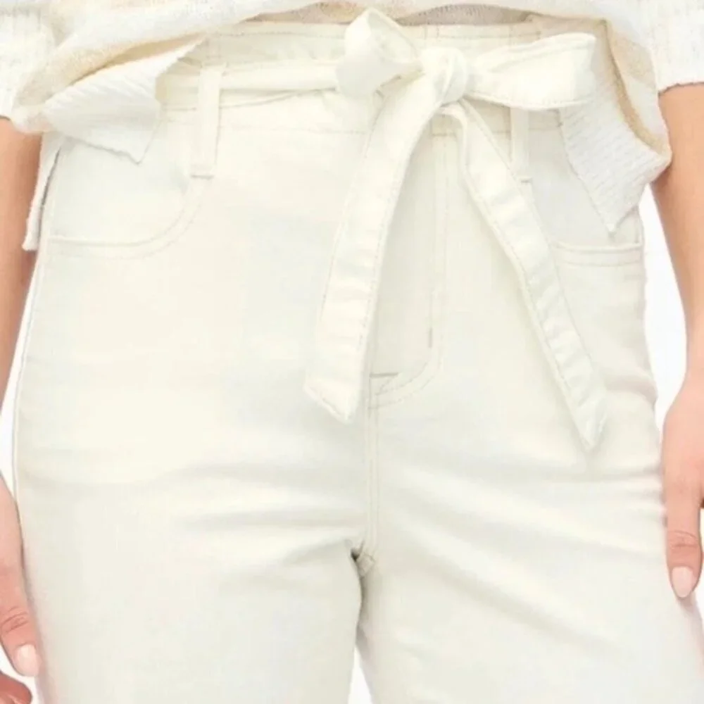 J. Crew Women's Petite Belted Paperbag Jean Soft White Pockets Crop Size P28 NWT